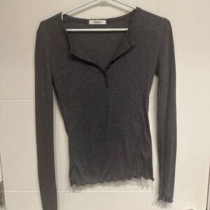 Charcoal Sheer Button Down Shirt